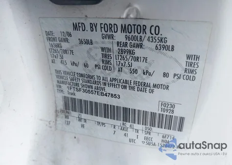 2007 Ford F-350 Xl/Xlt z USA, uszkodzony, nr VIN 1FTSF30557EB47853